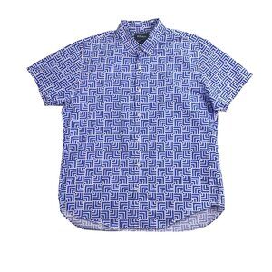 Bonobos Mens Blue Geometric Cotton Slim Fit Button-Down Shirt Size XL